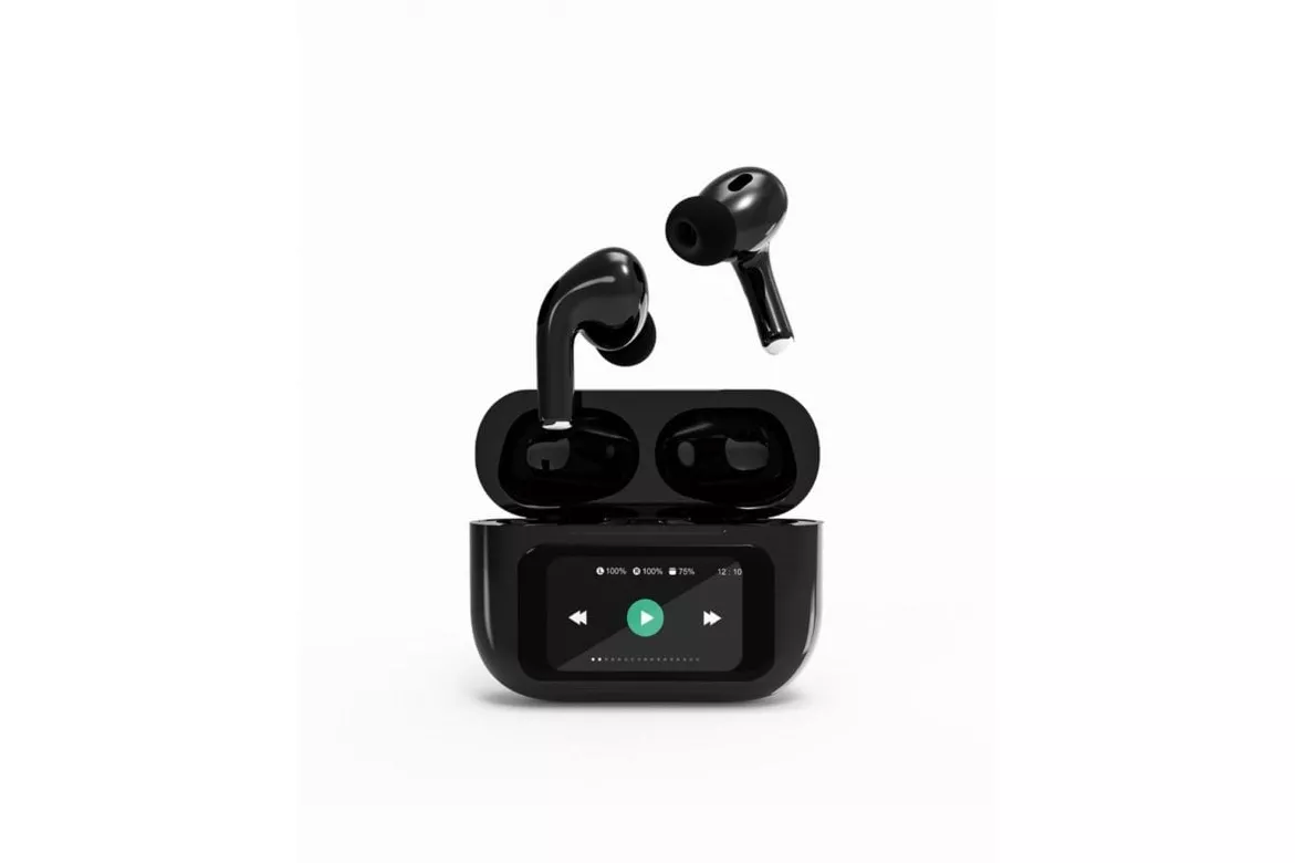 Auriculares Gembird TWS-LCD-ANC-01-BK inalámbricos Bluetooth con Cancelación Activa de Ruido, micrófono y estuche LCD, negros