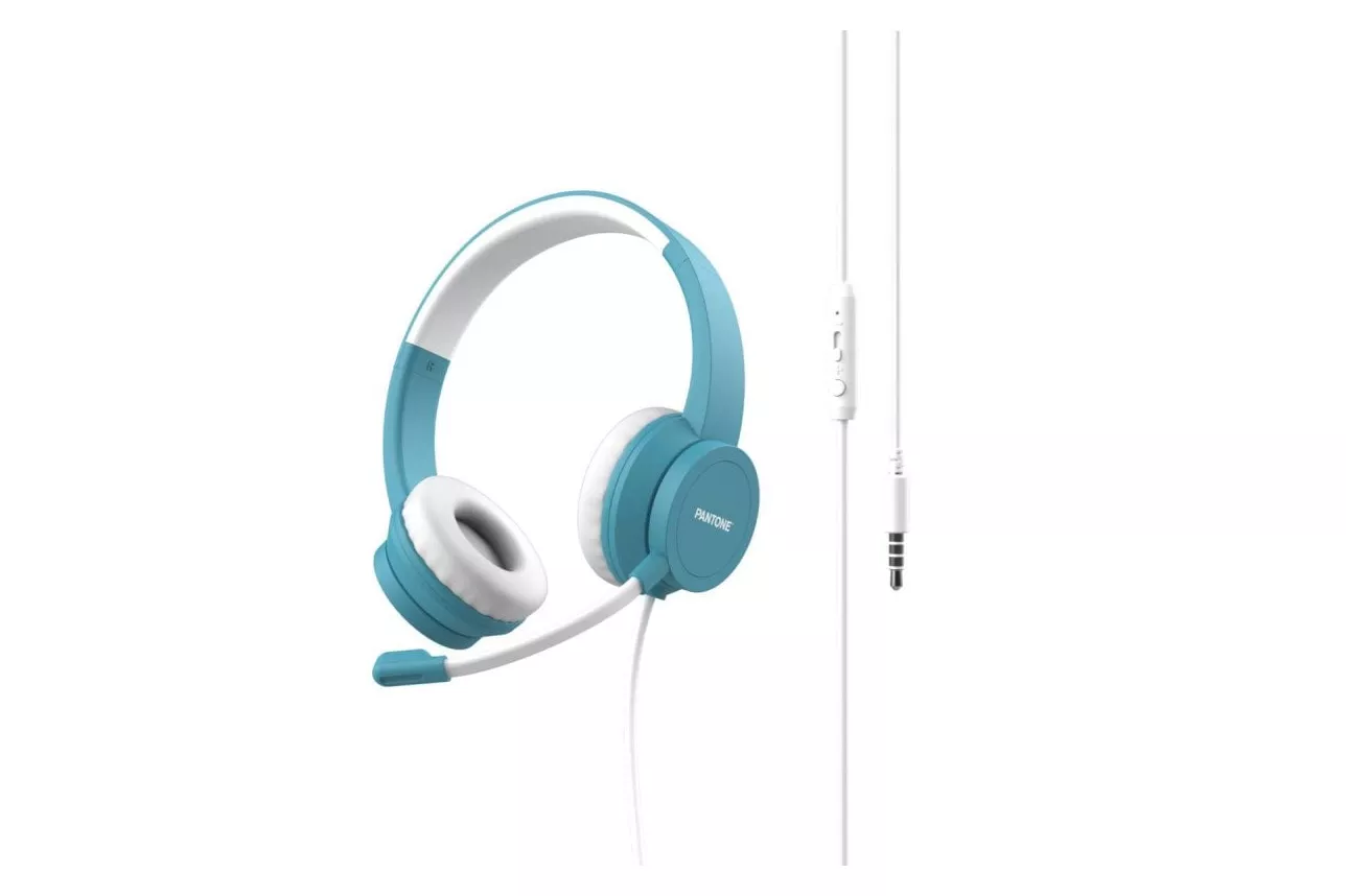Auriculares Pantone PT-WDH002GY2220 inalámbricos y con cable, Bluetooth 5.0, Cancelación de Ruido, Office, color aguamarina