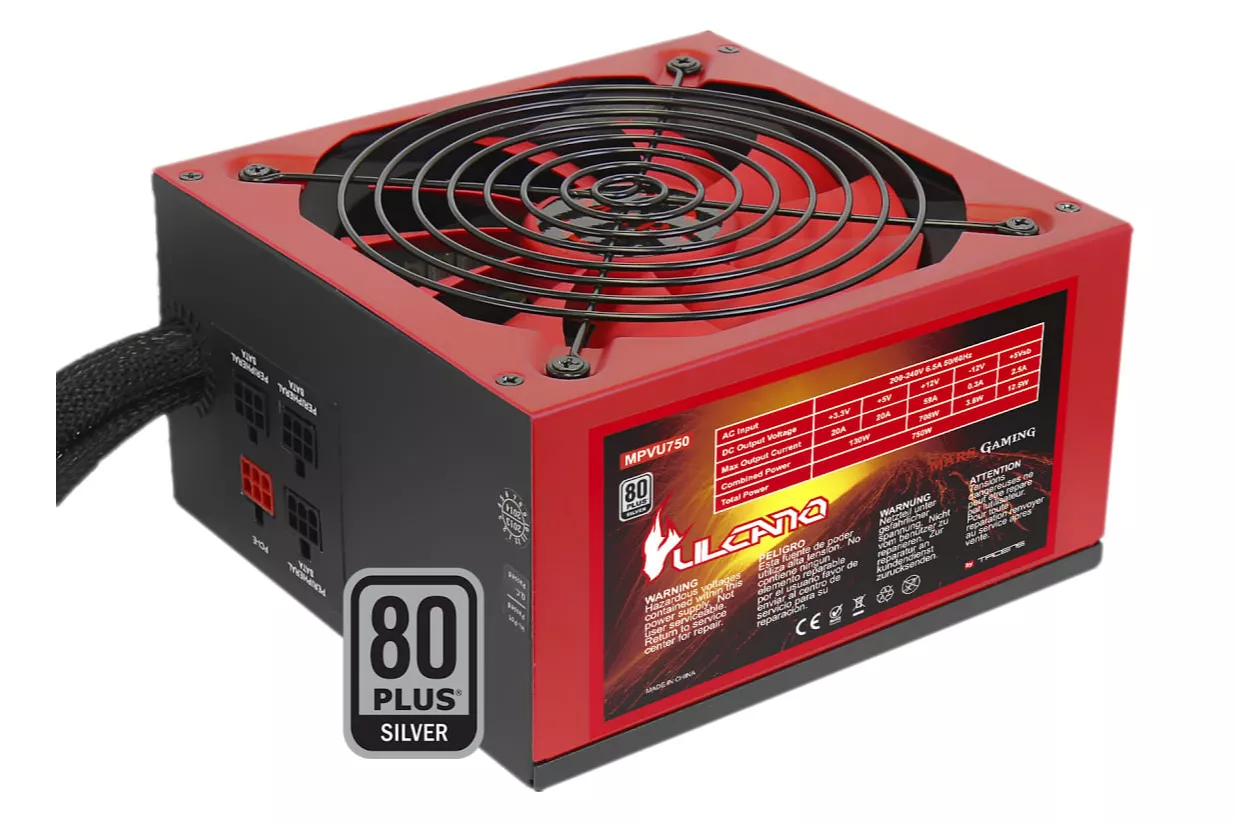 Mars Gaming Vulcano 750W 80 Plus Silver Semi Modular Rojo