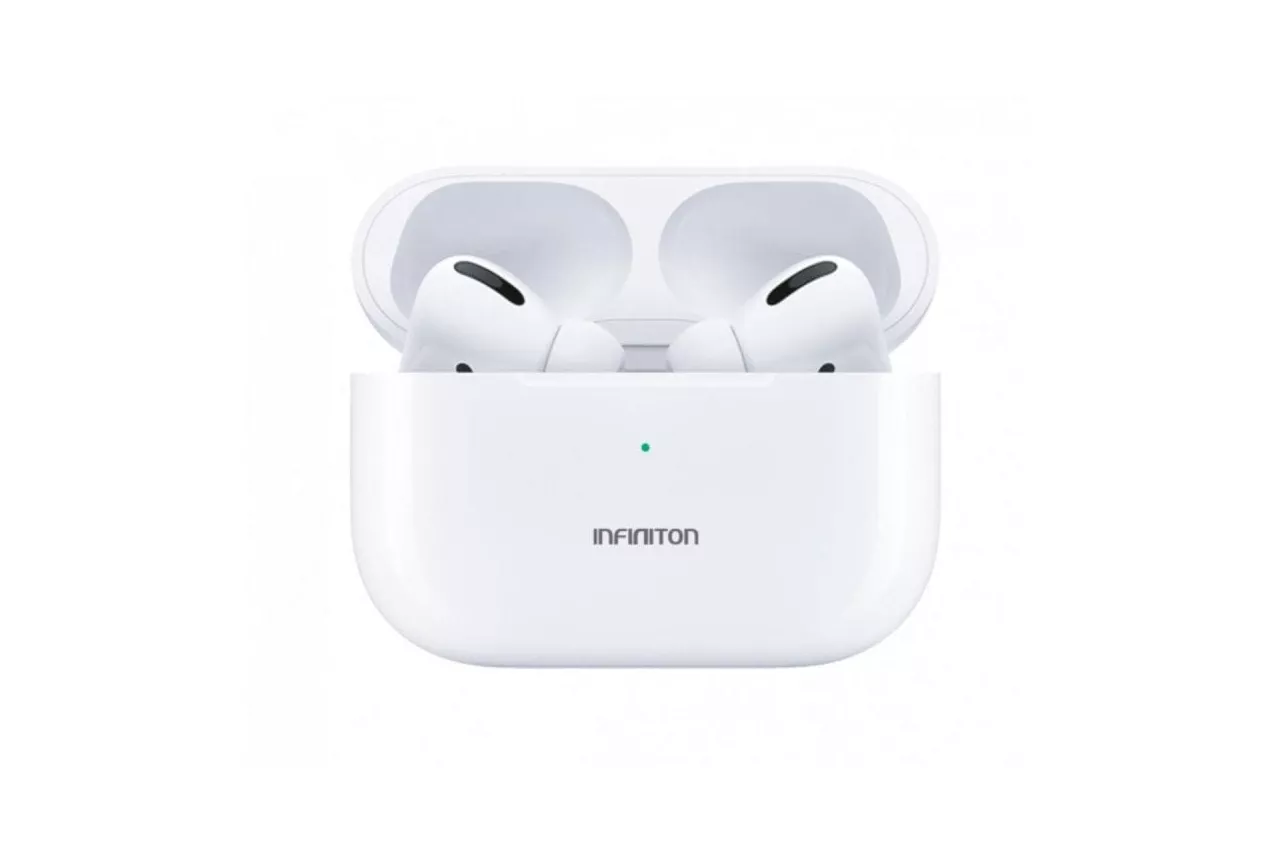 Auriculares Infiniton BE60 inalámbricos Bluetooth con Cancelación de Ruido ANC, Micrófono, Modo Transparencia y Carga Inalámbrica, color blanco