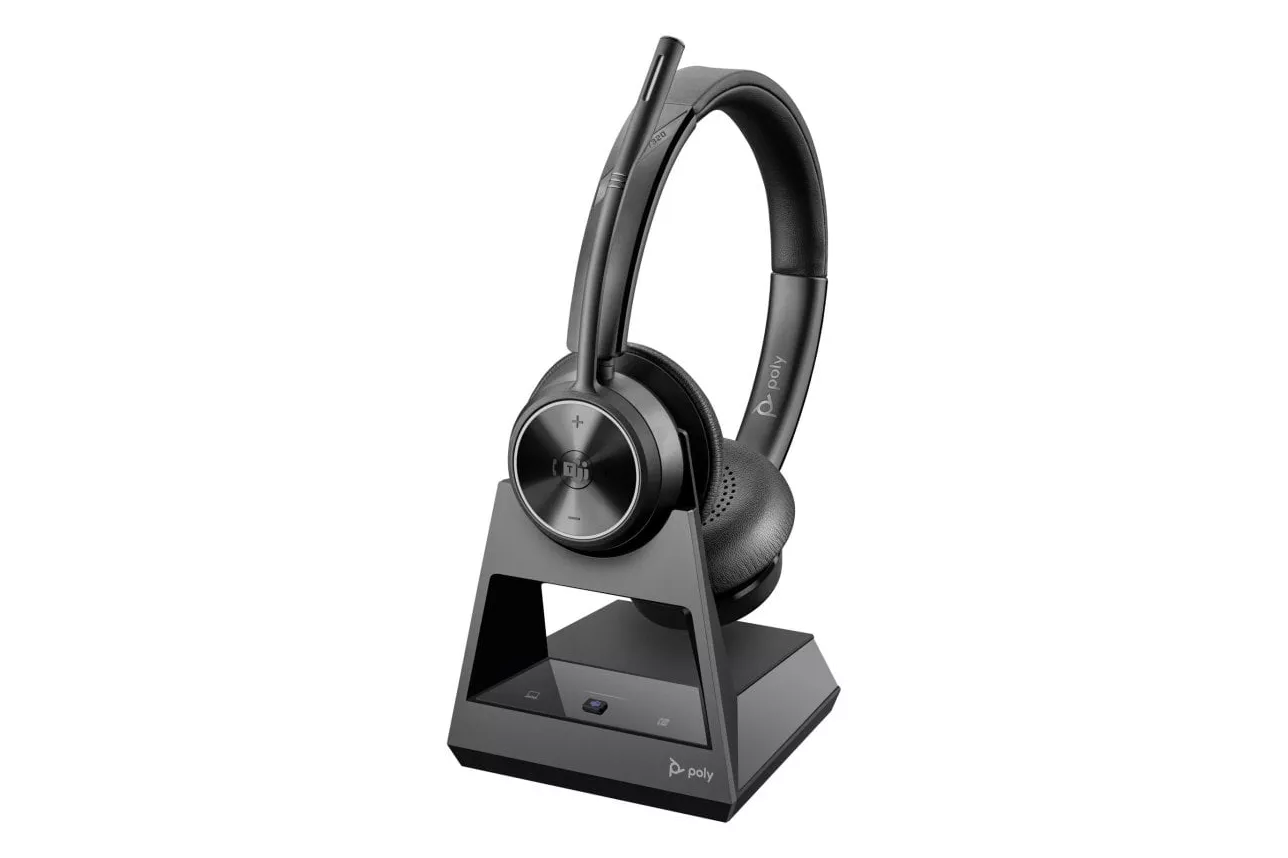 Auriculares Poly Savi 7320 Inalámbricos DECT para Oficina y Call Center con Cancelación de Ruido Negros