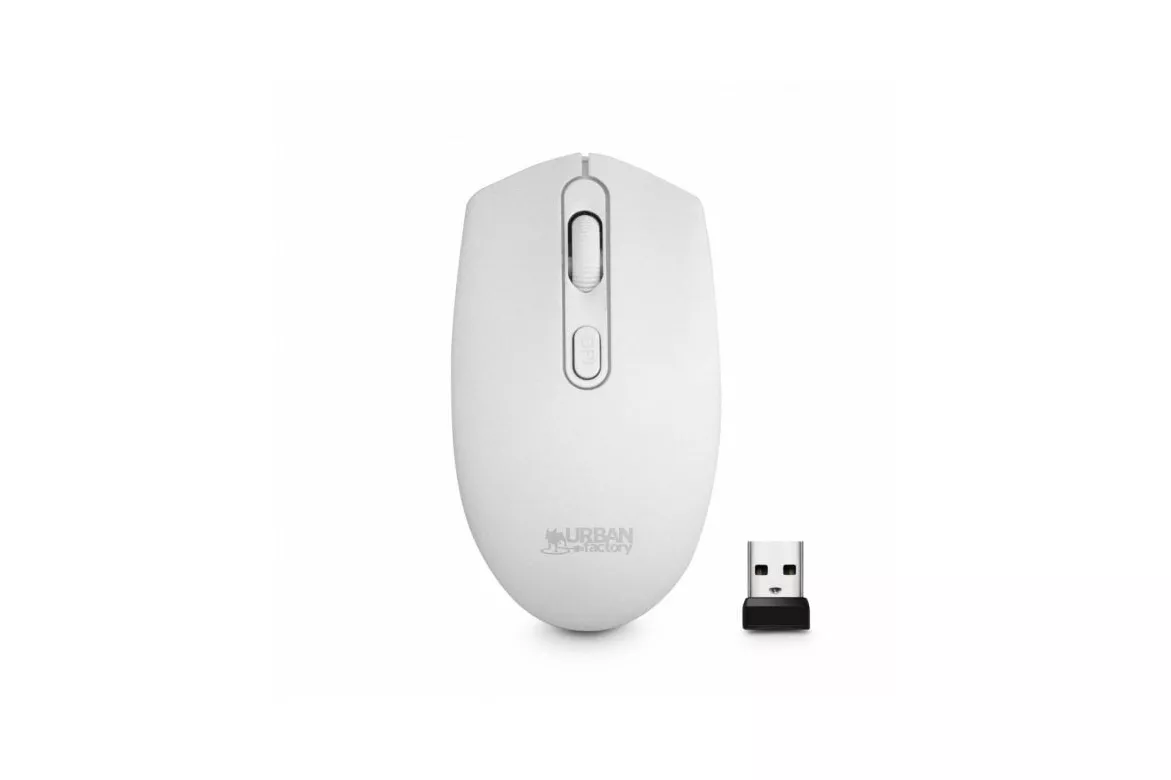 Ratón Urban Factory FREE inalámbrico 1600 DPI blanco ambidiestro 4 botones Mini receptor
