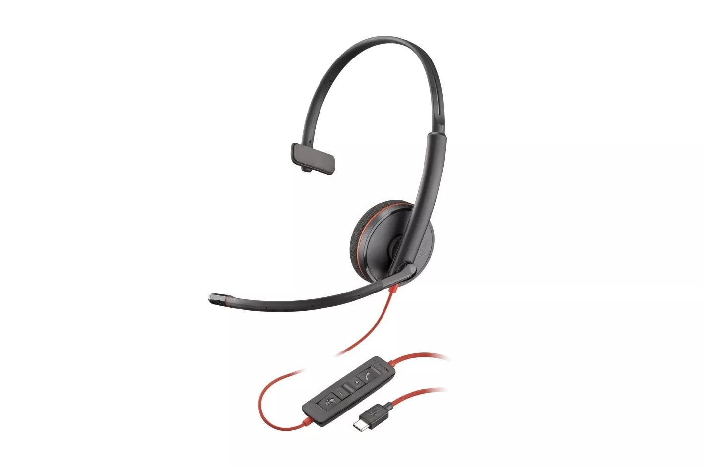 Poly Blackwire 3210 Auricular Monaural USB-C Negro + Adaptador de USB-C a USB-A