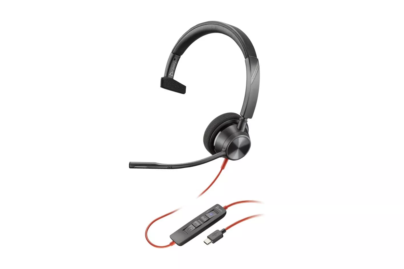 Poly Blackwire 3310 Auricular Monoaural USB-C con Certificación Microsoft Teams + Adaptador USB-C/A