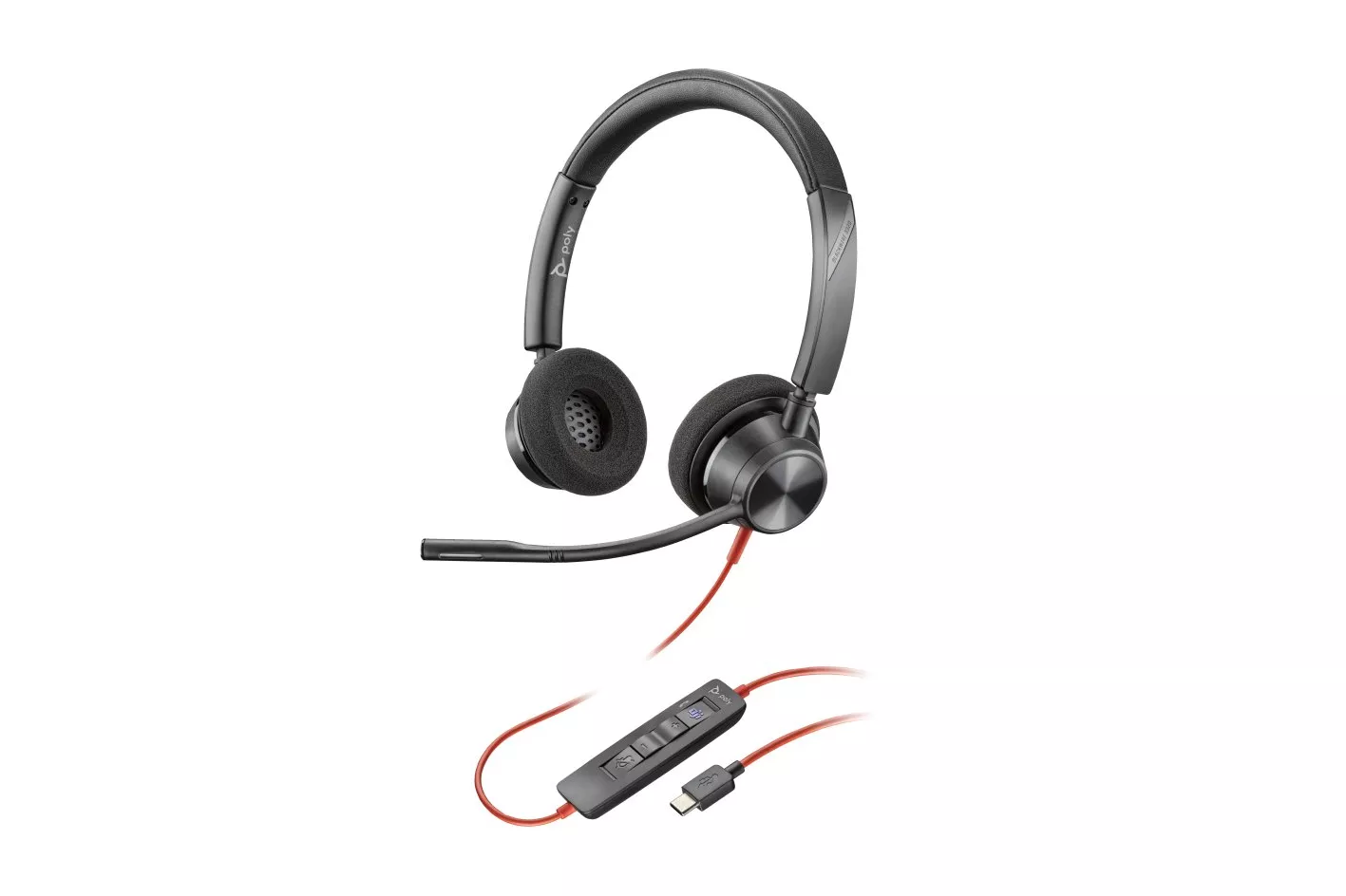 Poly Blackwire 3320 Auriculares Estéreo USB-C Certificados por Microsoft Teams + Adaptador USB-C/A