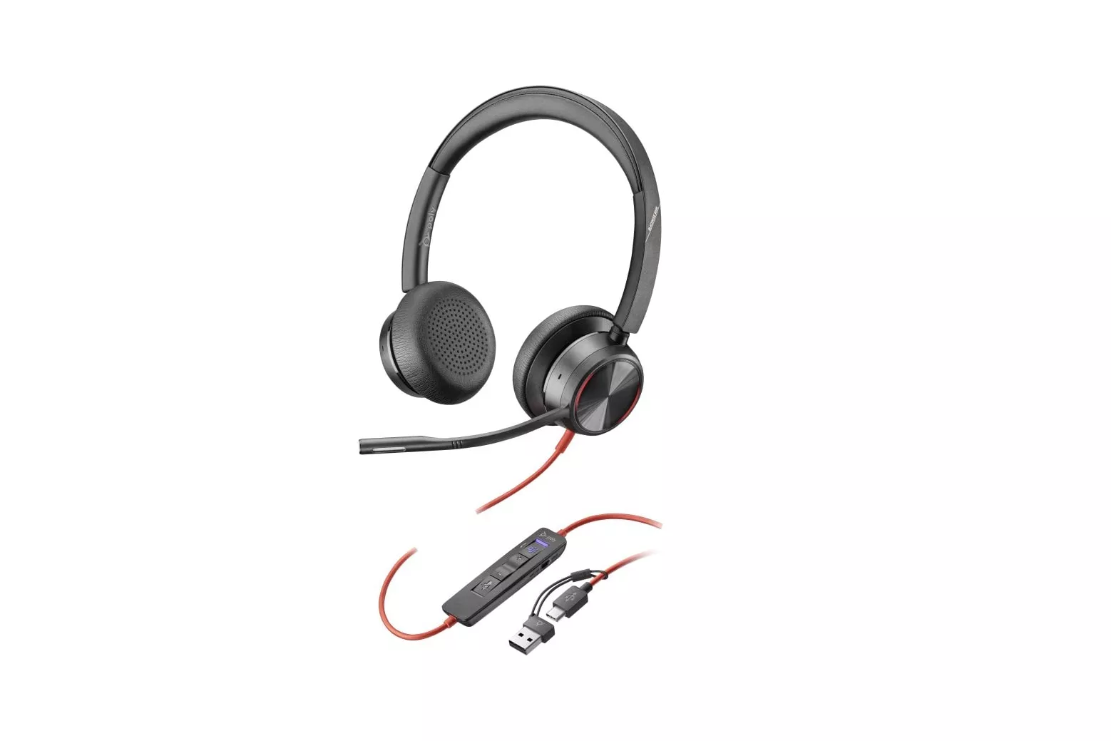 Poly Blackwire 8225 Auriculares Estéreo USB-C con Certificación Microsoft Teams + Adaptador USB-C/A