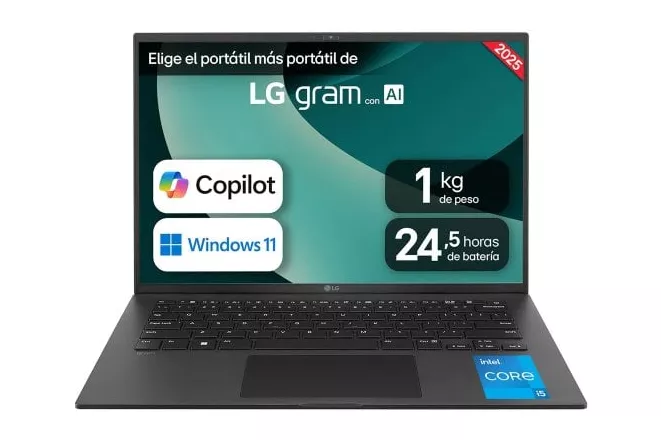 Portátil LG Gram 14″ i5-1334U 16GB 512GB SSD Ultraligero 24,5h W11 Black