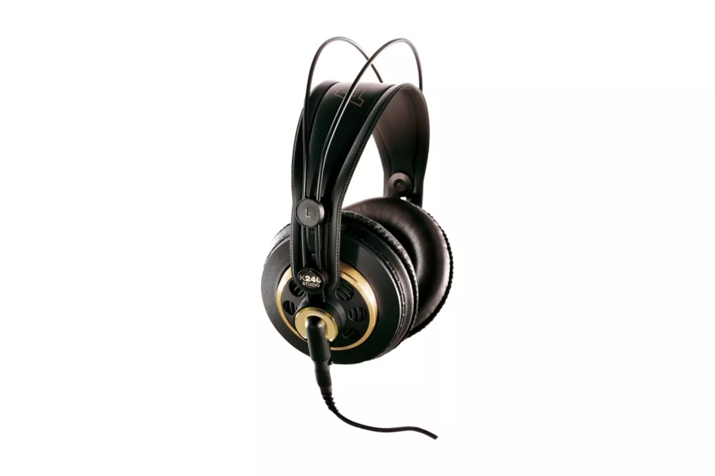 Auriculares AKG K240 Studio con cable, conectividad jack 3,5 mm y 6,5 mm, semiabiertos, para estudio, color negro y oro