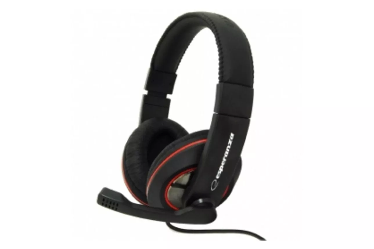 Auriculares Esperanza EH118 con cable Alámbricos Binaurales para Llamadas y Música Negro Rojo