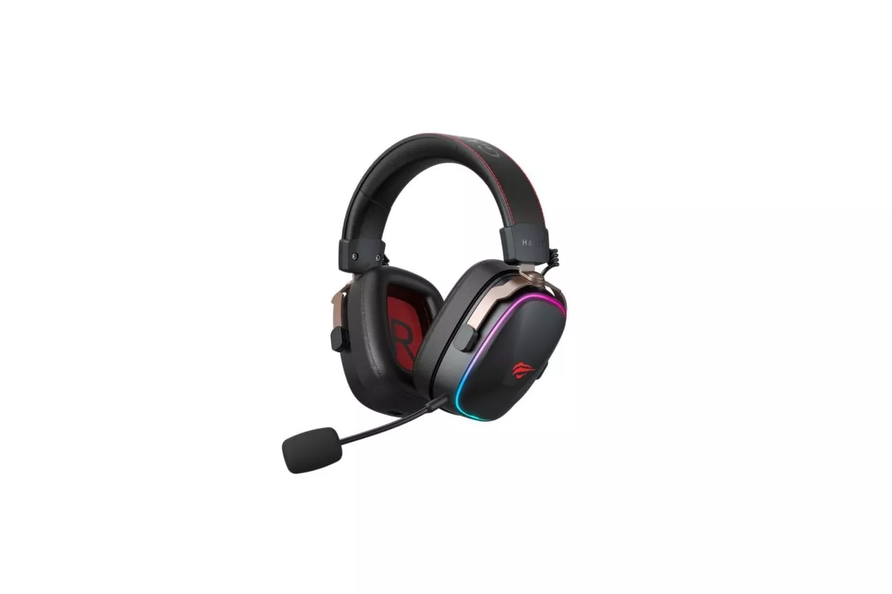 Auriculares Havit 6939119065584 inalámbricos y con cable Gaming doble conectividad micrófono negro y rojo