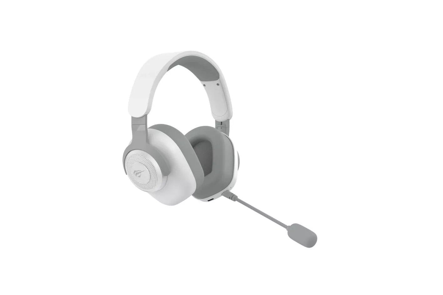 Auriculares Havit 6939119067311 inalámbricos y con cable Bluetooth para gaming, micrófono boom, gris y blanco