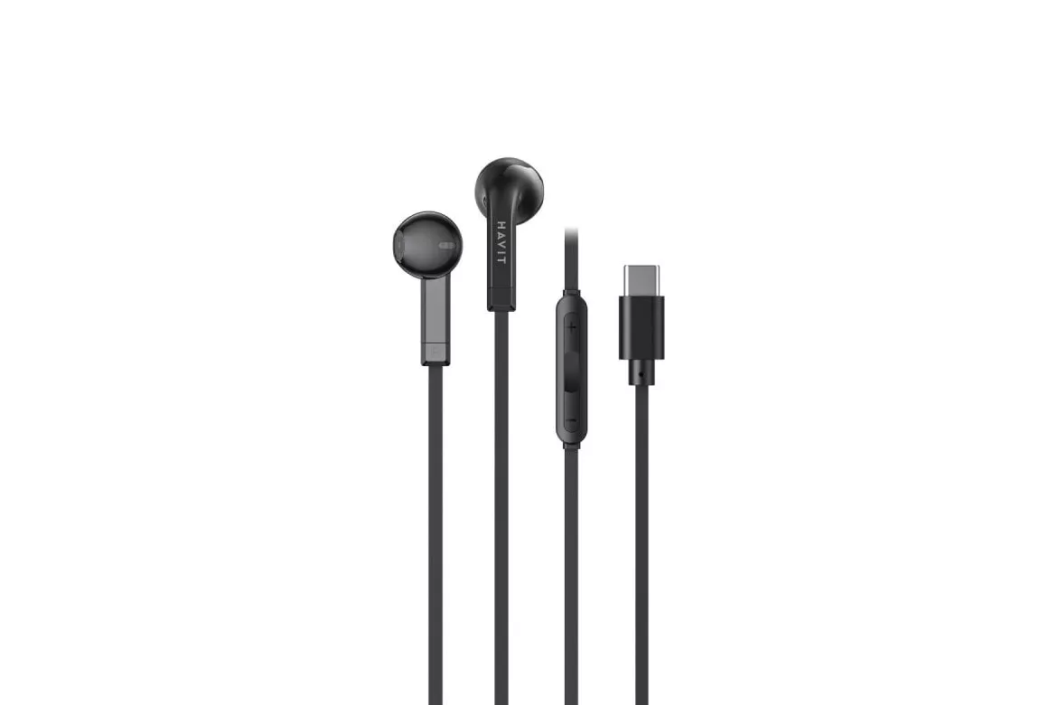 Auriculares Havit 6939119077808 con cable USB-C, In-ear para música, color negro