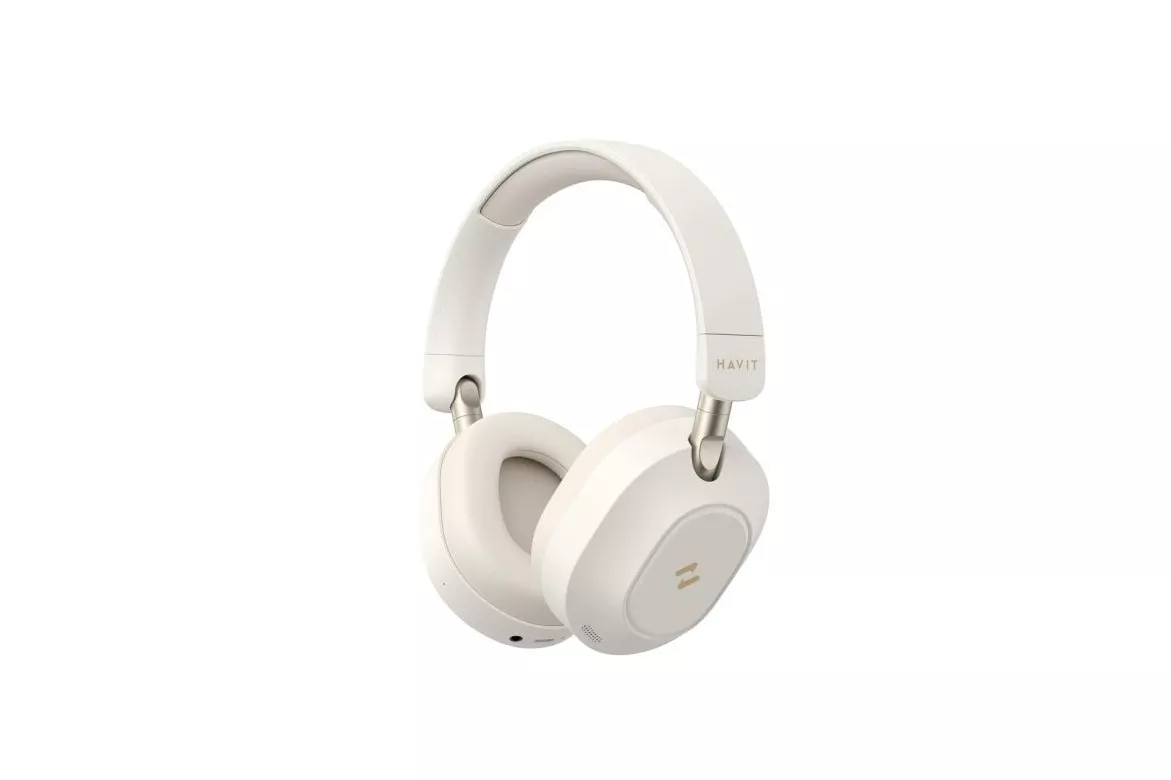 Auriculares Havit 6939119081430 inalámbricos Bluetooth con Cancelación de Ruido para música y uso diario, color beige