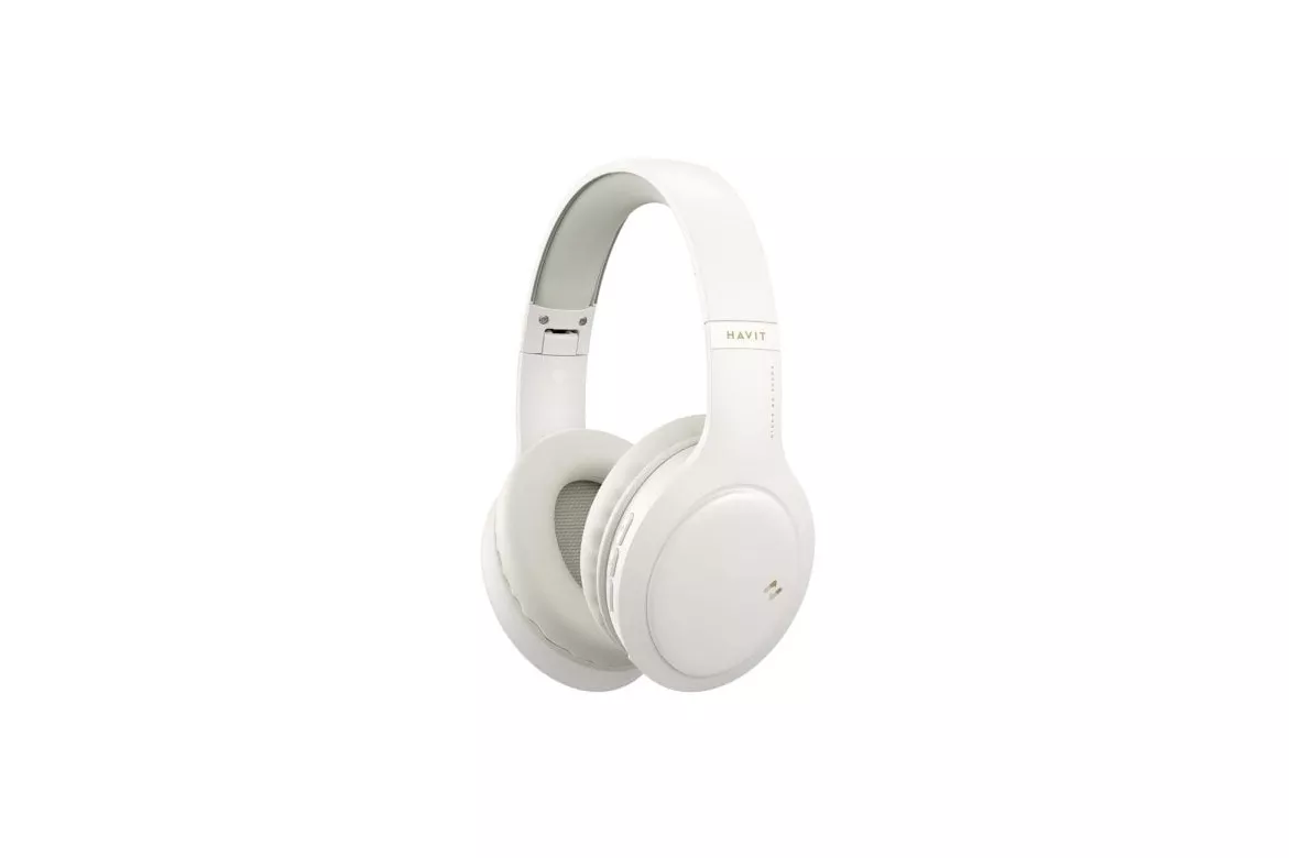Auriculares Havit 6939119098315 inalámbricos y con cable Bluetooth 5.1 para llamadas y música, plegables beige