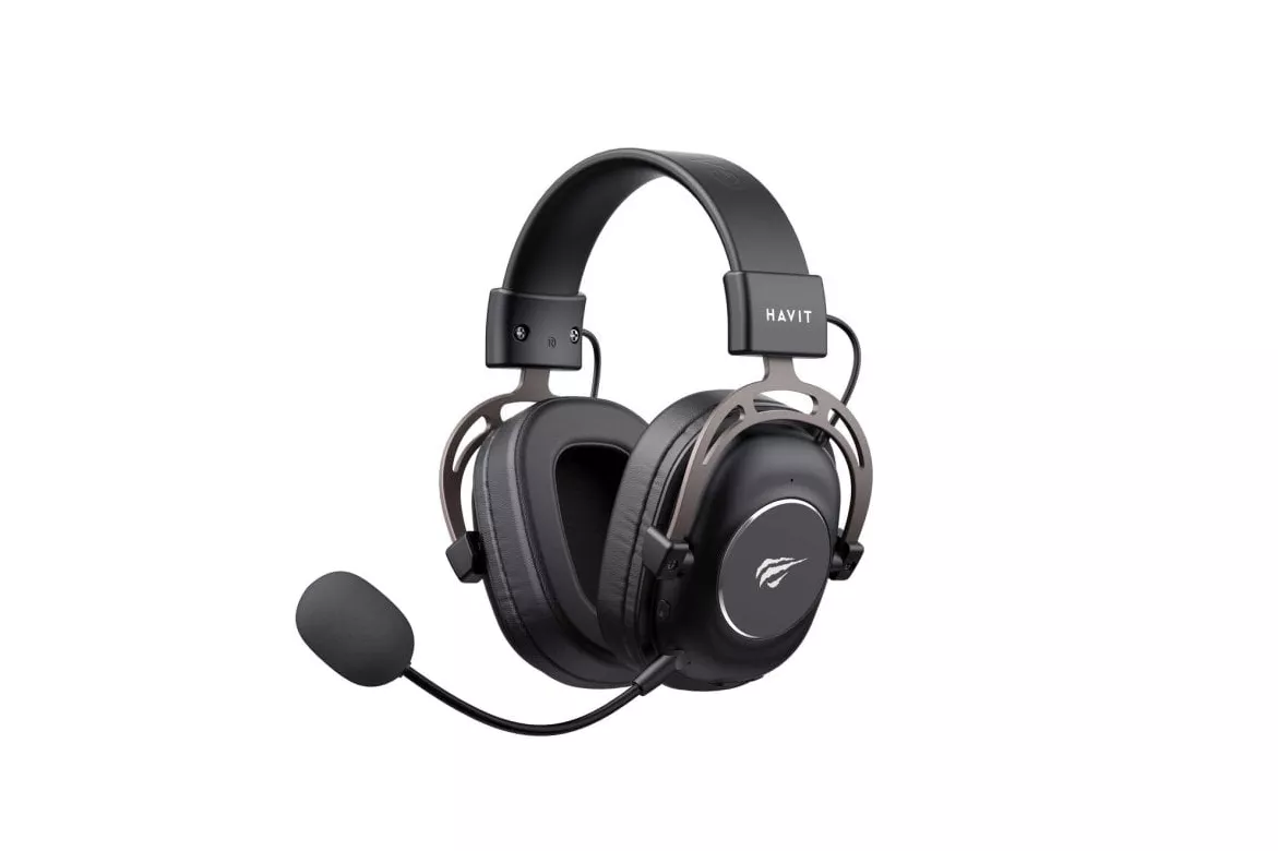 Auriculares Havit H2002YG inalámbricos y con cable Bluetooth para gaming con micrófono, negro y ocre