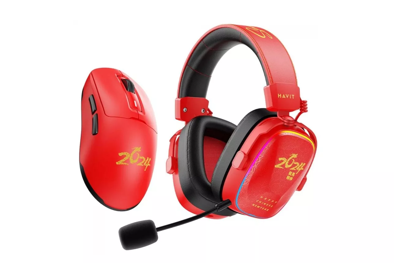 Auriculares Havit H2039BG Limited Edition inalámbricos y con cable Gaming Bluetooth con micrófono negro y rojo
