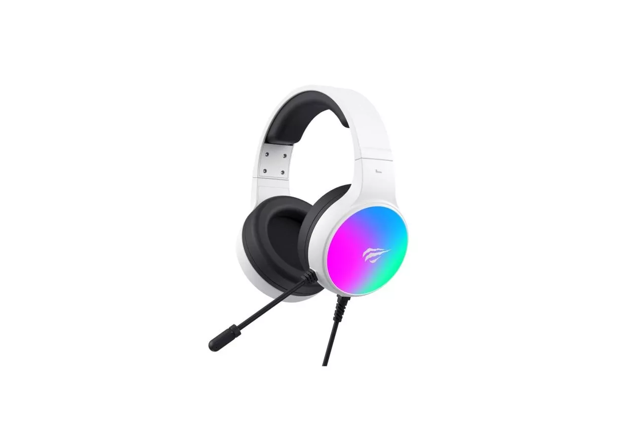 Auriculares Havit H2043U con cable USB para gaming, micrófono tipo boom, negro y blanco