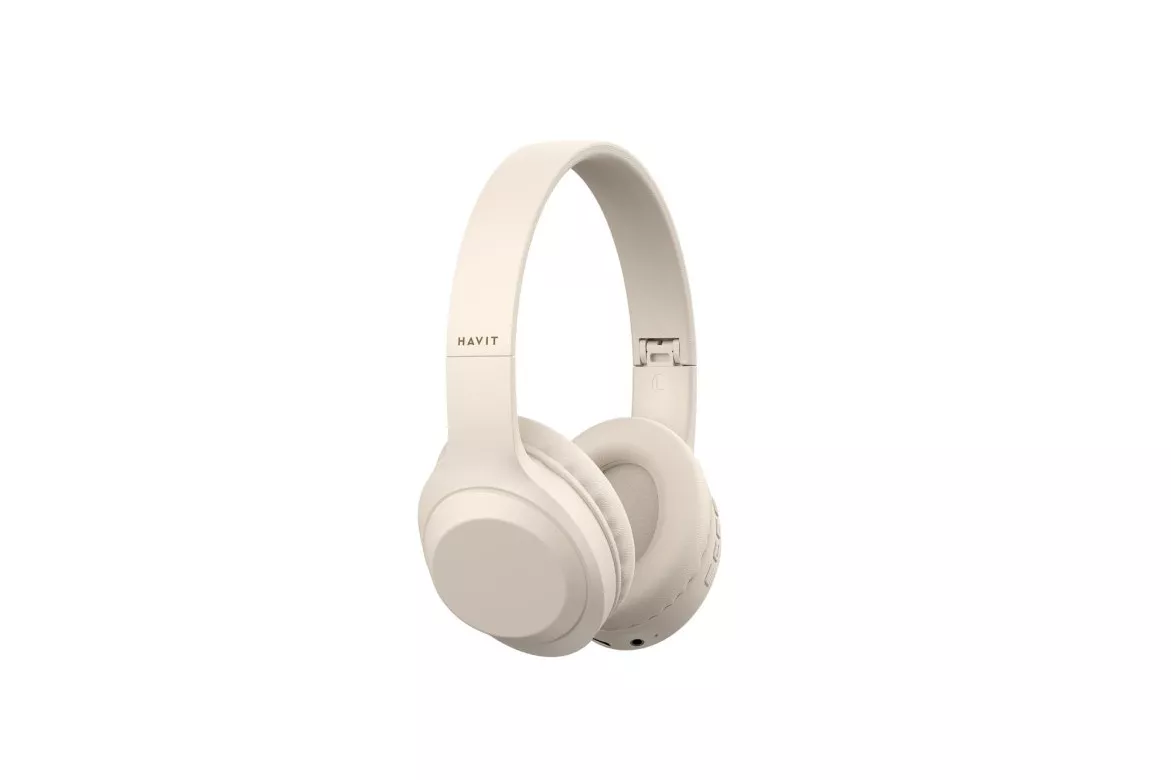 Auriculares Havit H628BT inalámbricos y con cable Bluetooth para música, plegables, color beige