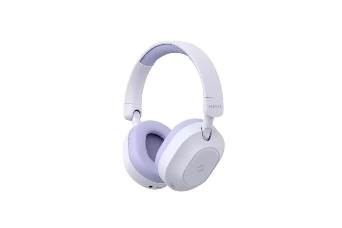 Auriculares Havit H668BT inalámbricos y con cable Bluetooth con Cancelación Activa de Ruido, uso diario, color violeta