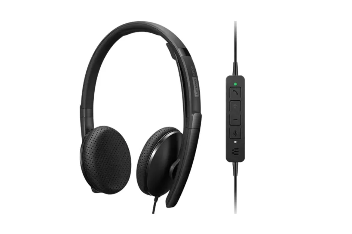 Auriculares Lenovo 4XD1M39028 con cable USB-C, control en línea y cancelación de ruido, negros