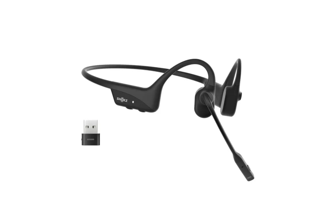 Auriculares Shokz C120-AC-BK inalámbricos Bluetooth con Cancelación de Ruido, Micrófono boom y control táctil, para oficina y call center, negros