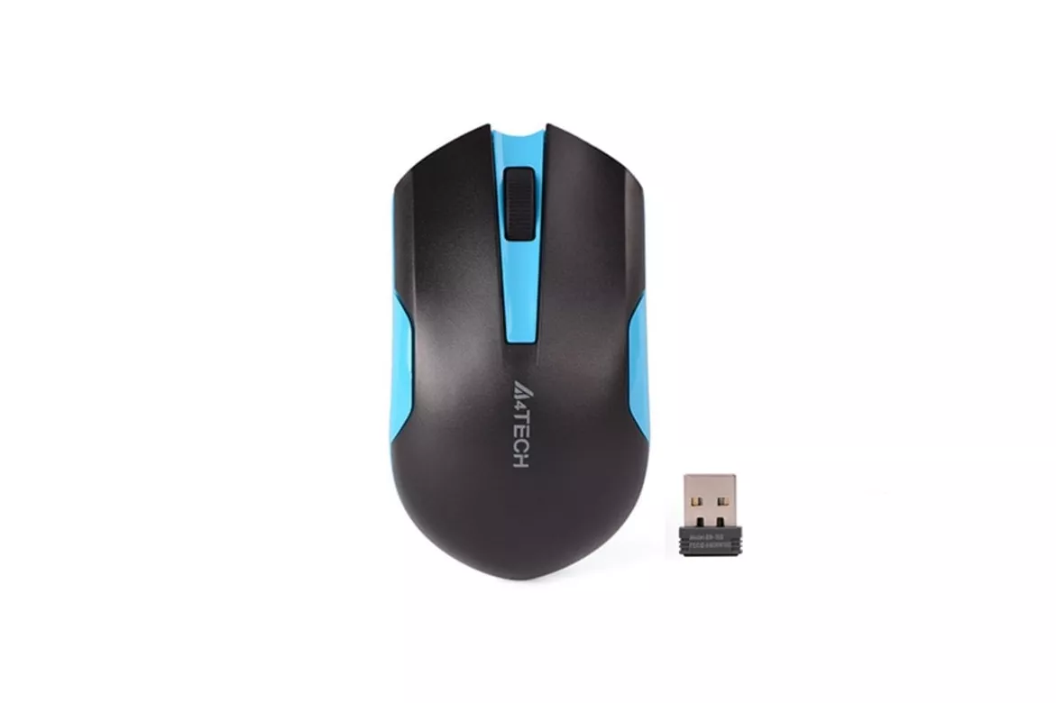 Ratón A4Tech G3-200N Inalámbrico RF 1000 DPI Negro Azul Ambidiestro Ergonomía