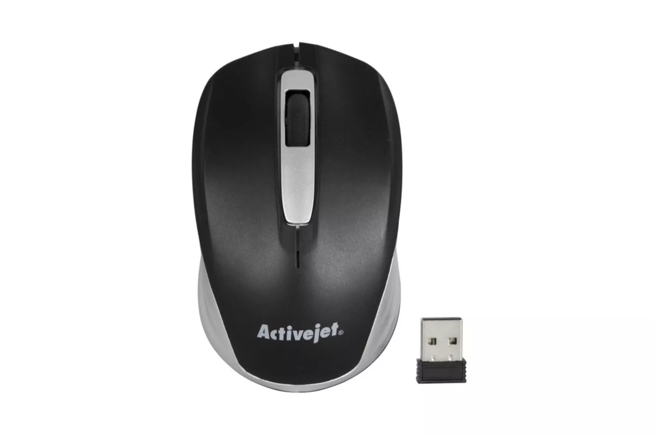 Ratón Activejet AMY-313 Inalámbrico RF 1200 DPI Negro Gris Ambidiestro