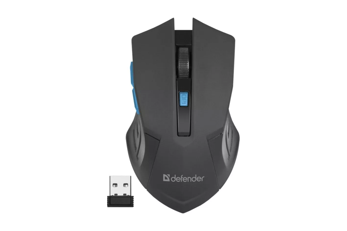 Ratón Defender ACCURA MM-275 inalámbrico 1600 DPI negro azul 6 botones ergonómico