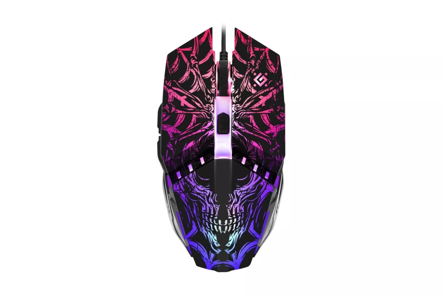 Ratón Defender GM-670L Cableado 2400 DPI Negro RGB Ambidiestro 5 Botones