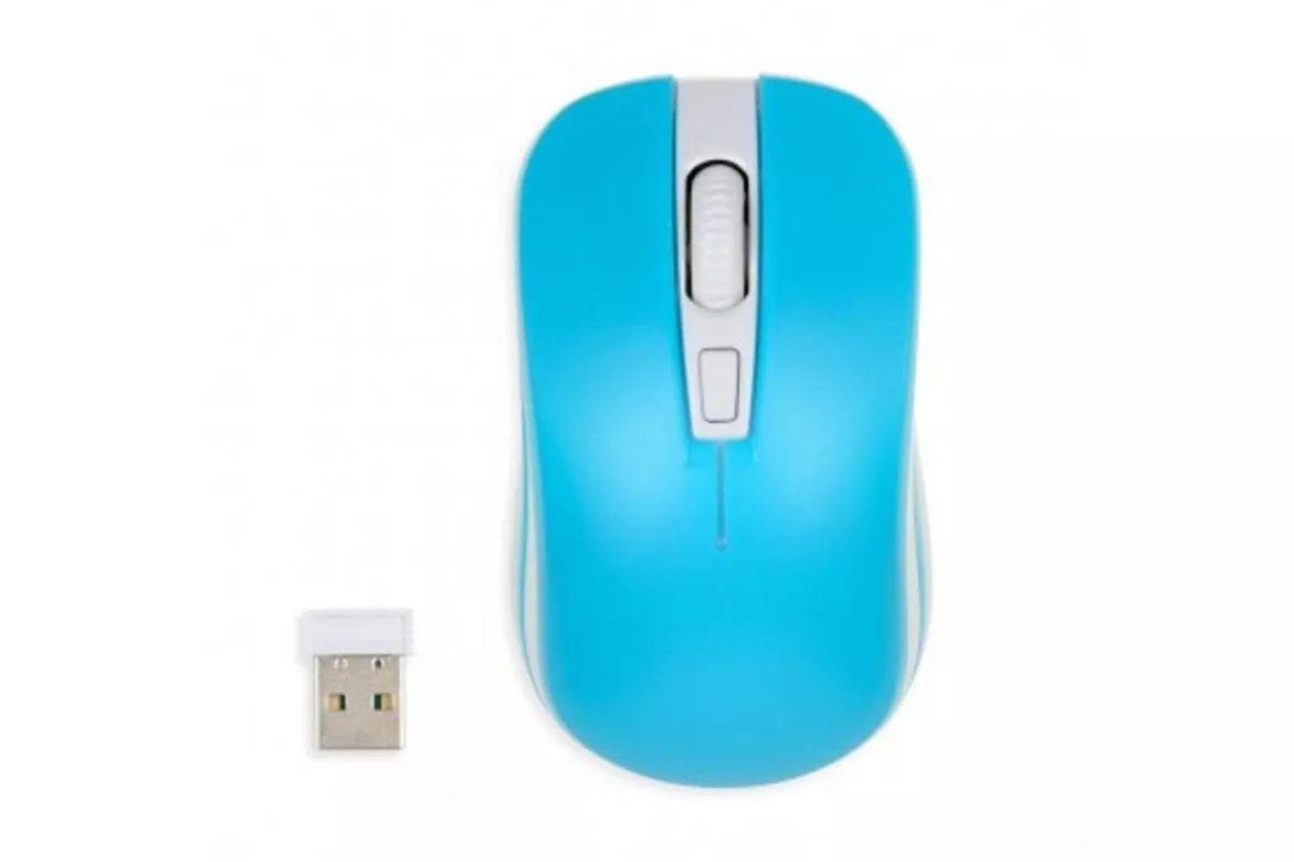 Ratón iBox LORIINI Inalámbrico RF 1600 DPI Azul-Blanco ambidiestro ruedas verticales