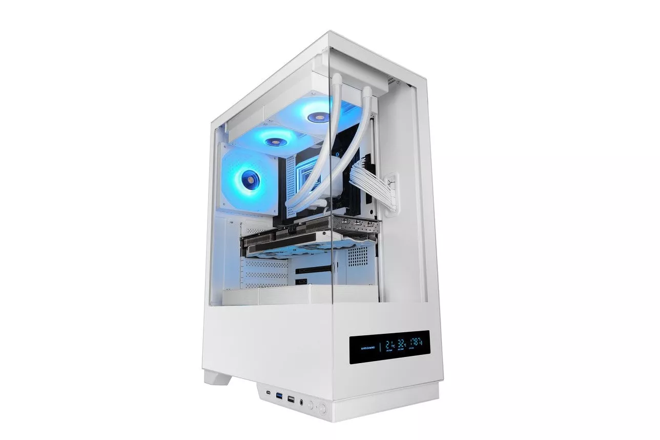 Mars Gaming Mc-pulsar Caja Gaming Atx Pantalla Lcd Doble Cristal Templado Frontal Y Lateral Blanco