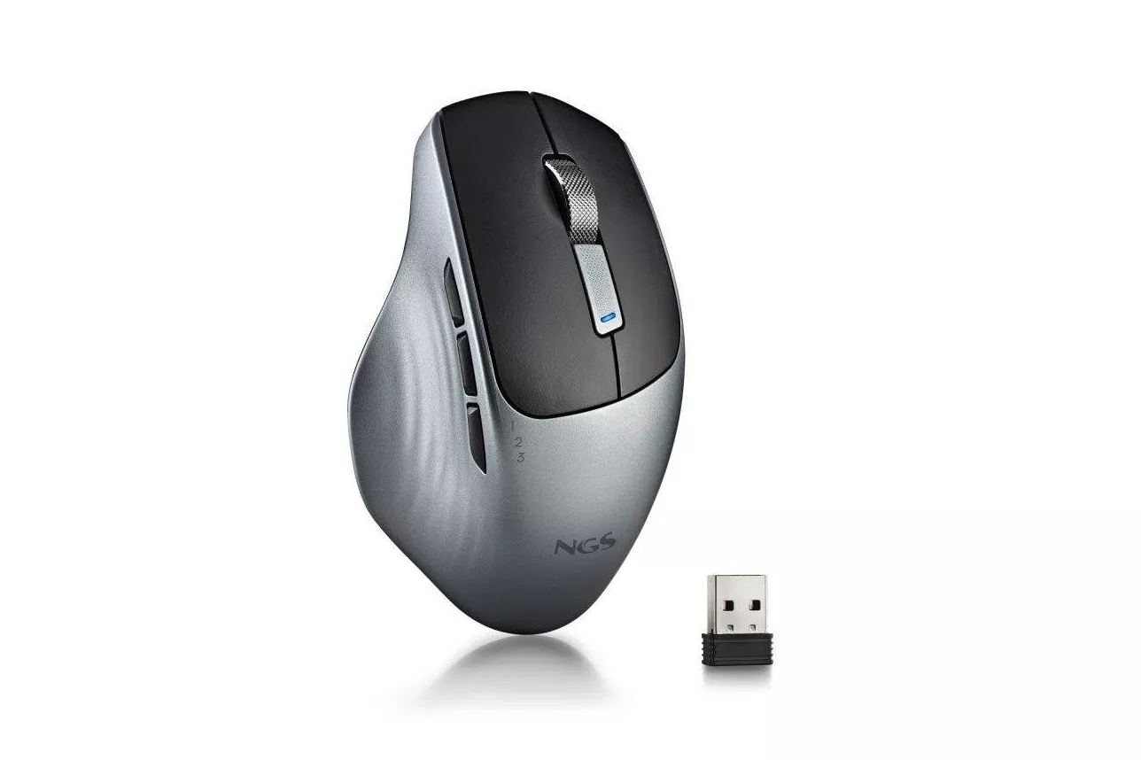 Ratón NGS Lush-RB Inalámbrico Multimodo 1600DPI Grafito Botones Silenciosos