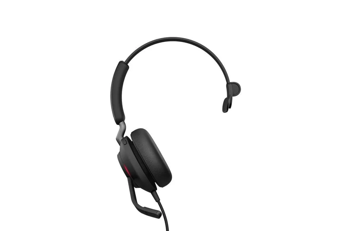 Auriculares Jabra Evolve2 40 SE con cable USB-C para llamadas y música con 3 micrófonos y luz de aviso, negros