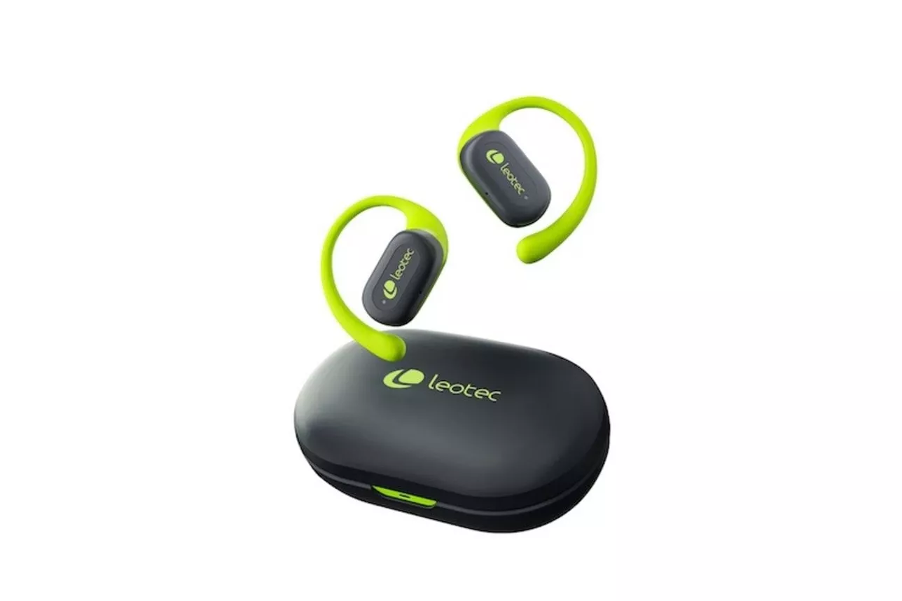 Auriculares Leotec Zenit Sport inalámbricos Bluetooth con cancelación de ruido y micro, IPX5, Open-ear, gris