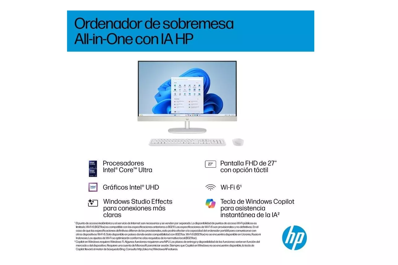 HP All-in-One 27-cr2015ns Intel Core Ultra 5 16GB 512GB SSD AI Copilot Blanco