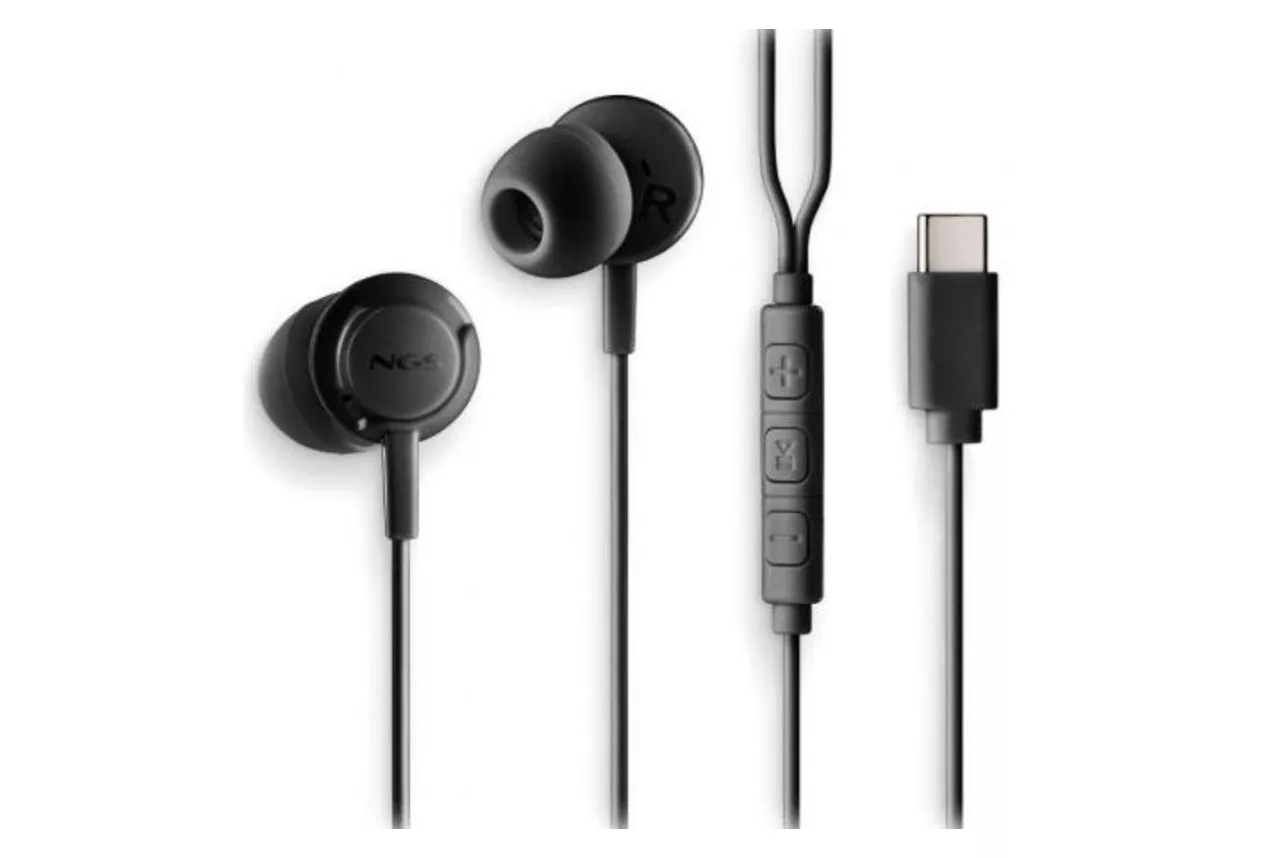 Auriculares NGS Cross Step con cable USB-C para uso multimedia y llamadas, negros