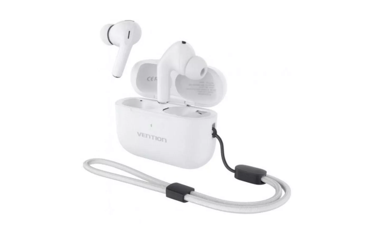 Auriculares Vention Echo Lite E11 Pro inalámbricos Bluetooth con Cancelación de Ruido y estuche de carga USB-C, blancos