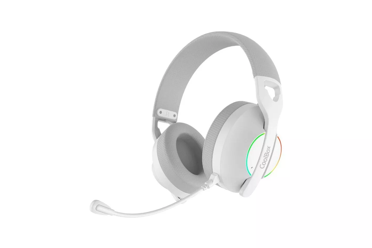 Auriculares CoolBox WB01 inalámbricos Bluetooth y RF Gaming con Cancelación de Ruido RGB Blancos