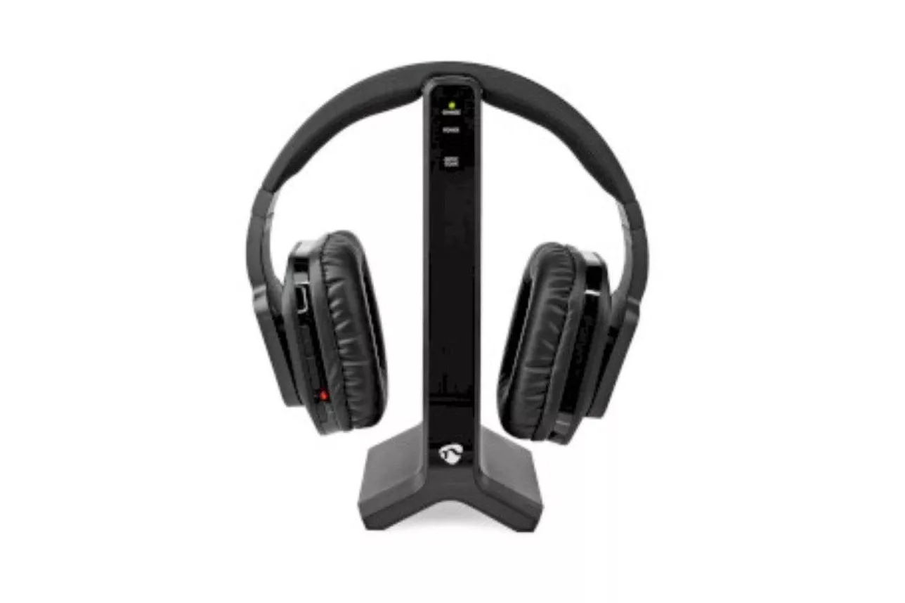 Auriculares Nedis HPRF321BK inalámbricos RF para TV con base de carga y 8 h autonomía negros