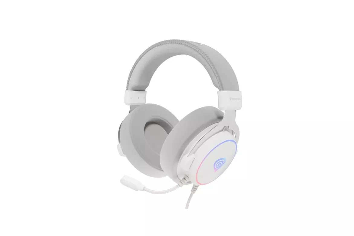 Auriculares Genesis Neon 764 con cable USB Gaming Sonido 7.1 Virtual RGB Blancos