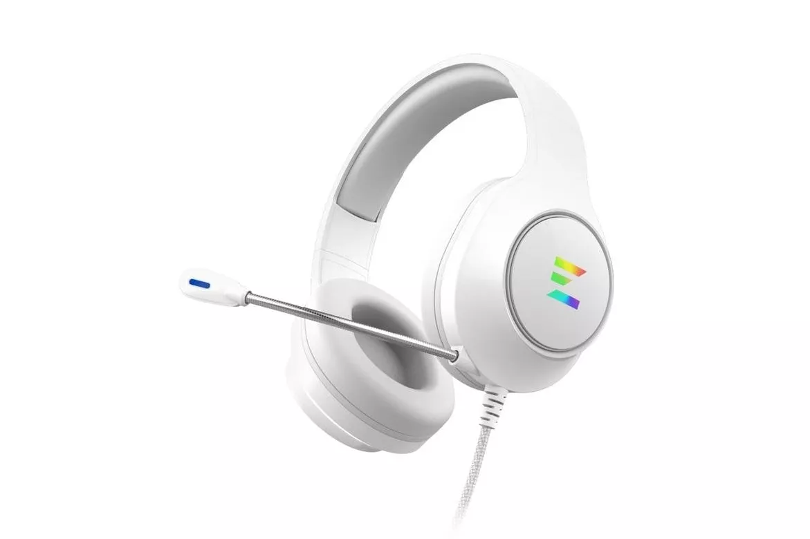 Auriculares Zalman ZM-HPS310 WH con cable USB para gaming y micrófono boom blancos