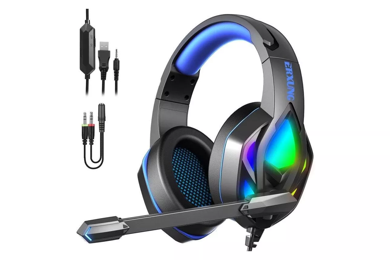 Auriculares Dam Electronics H1003 con cable Minijack Gaming RGB con micrófono Multiplataforma Negros