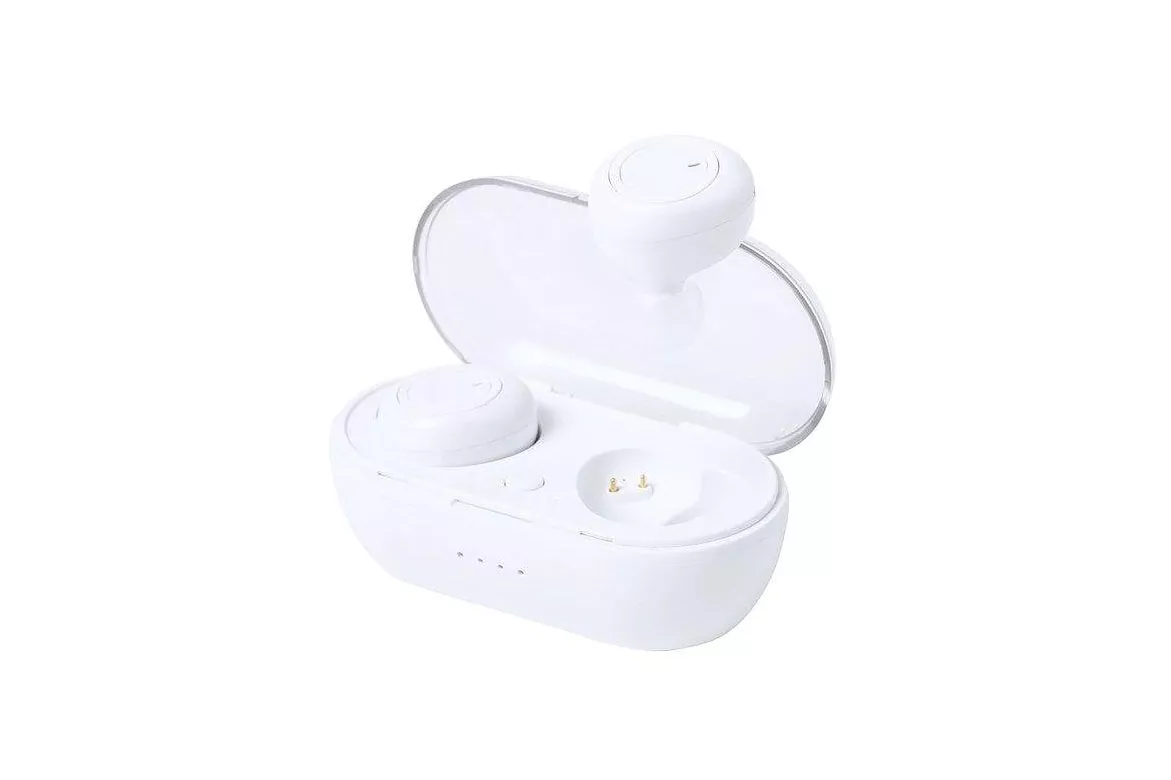 Auriculares Dam Electronics inalámbricos Bluetooth 5.0 intraurales blanco con base de carga y manos libres