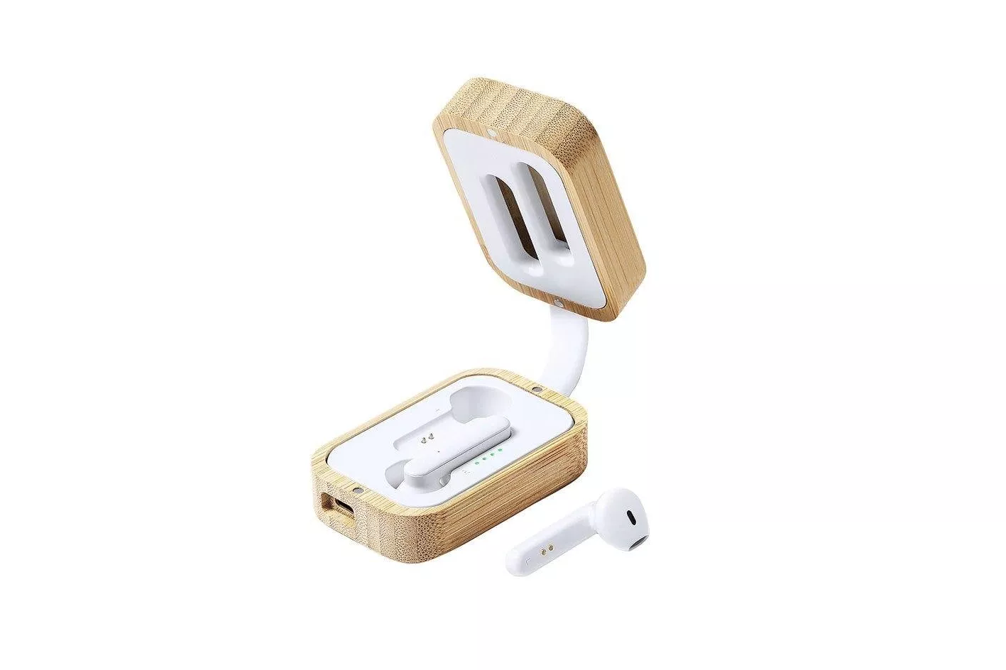 Auriculares Dam Electronics inalámbricos Bluetooth 5.0 intraurales con estuche de carga de bambú blancos