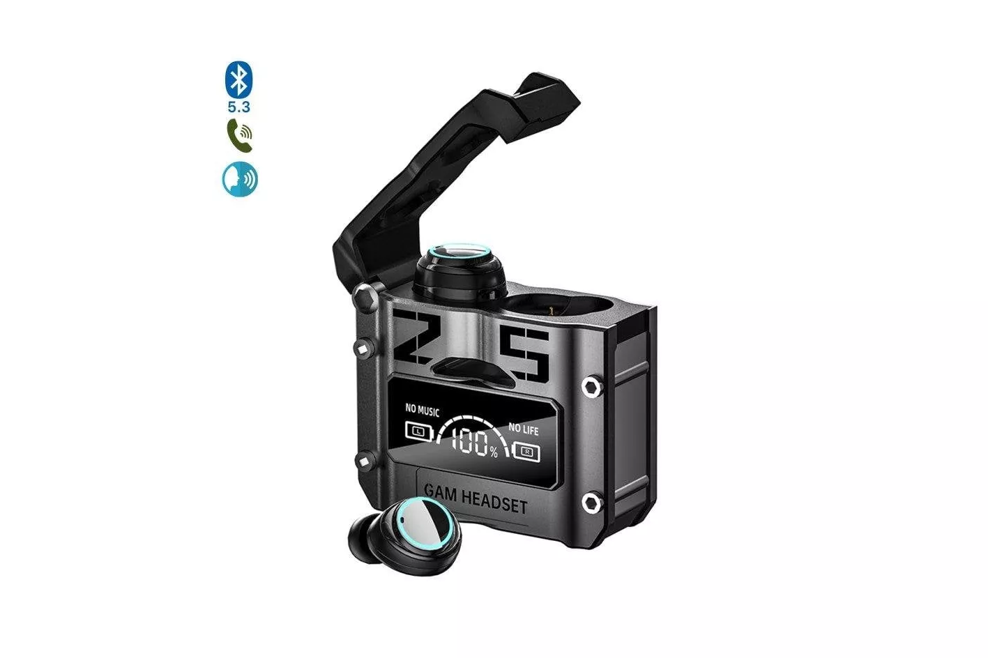 Auriculares Dam Electronics M25 inalámbricos Bluetooth TWS para música y gaming de baja latencia negros