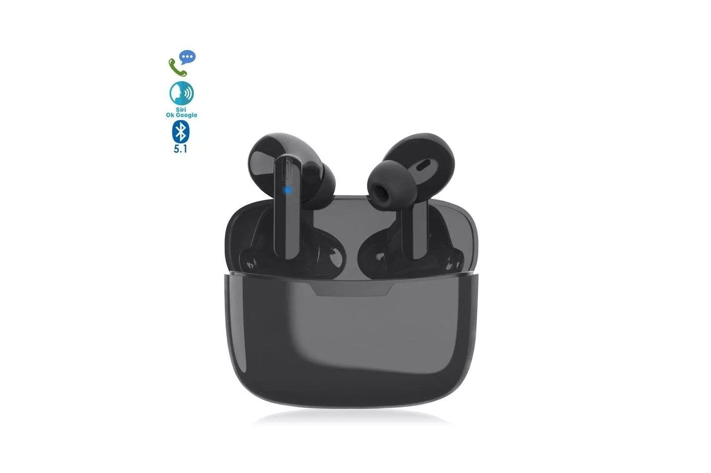 Auriculares Dam Electronics Y113 inalámbricos Bluetooth 5.1, controles táctiles, base de carga 200mAh