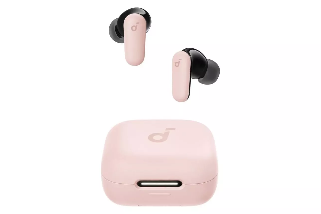 Auriculares Anker P30i inalámbricos Bluetooth con Cancelación Activa de Ruido, Micrófono y protección IP54, color rosa claro