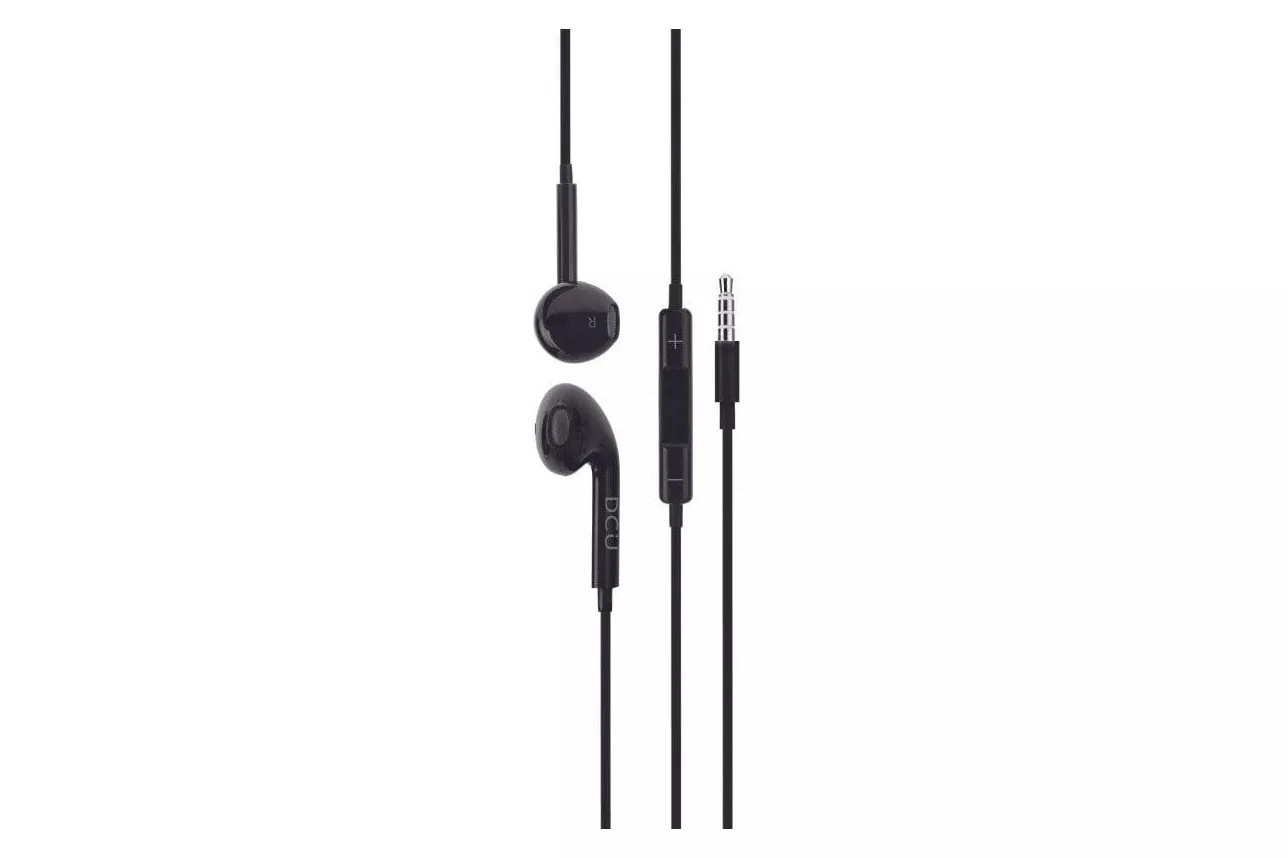 Auriculares DCU Tecnologic 34151001 con cable Jack para llamadas y música, micrófono con control de volumen, negros
