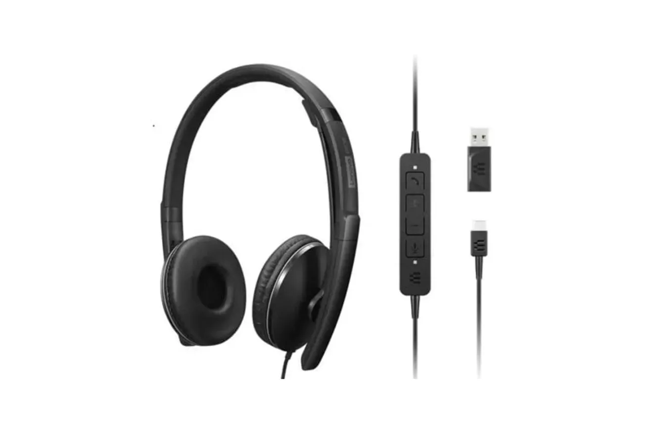 Auriculares Lenovo 4XD1M39029 con cable USB-C Circumaurales con Micrófono y Cancelación de Ruido Negros