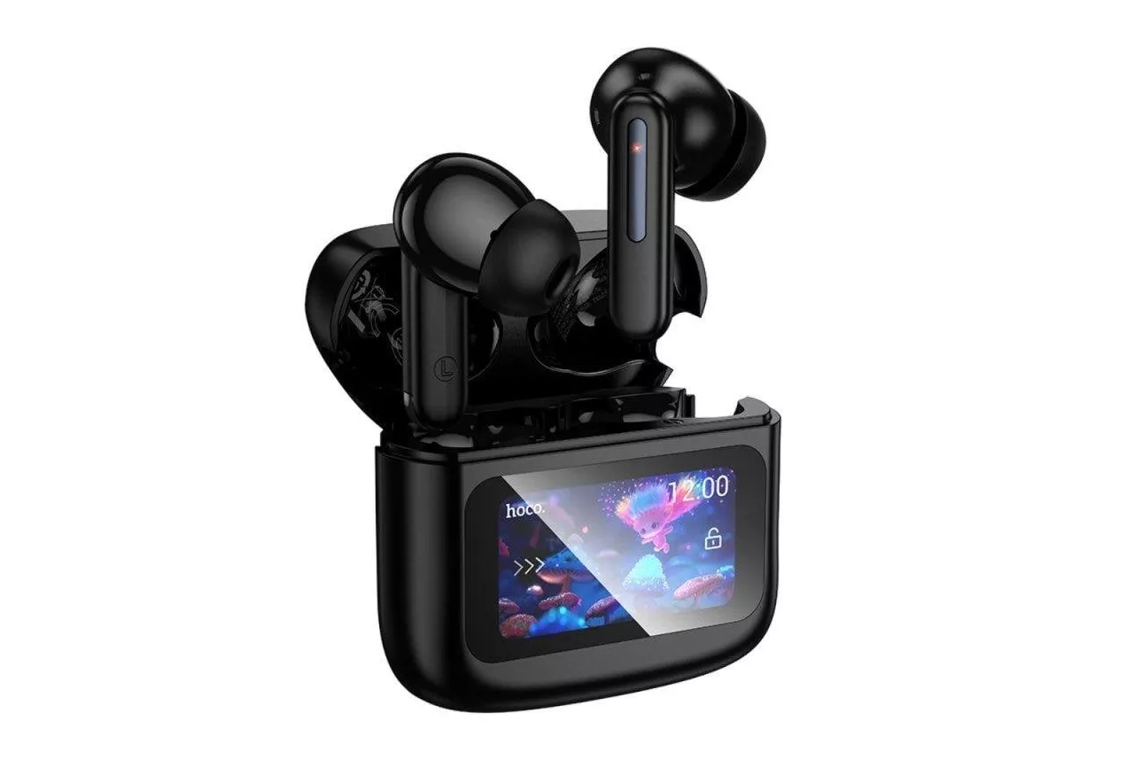 Auriculares Hoco EQ14 inalámbricos Bluetooth con pantalla táctil y estuche de carga, negros